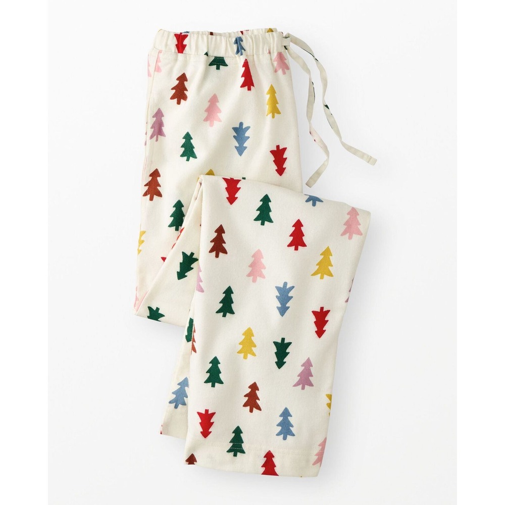 Hanna Andersson Women's Holiday Flannel Pajama Pants Festive‎ Forest Ecru- XL